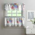 thumbnail image 2 of 24 Inch 3 Pieces Set Kitchen Window Curtains with Rod Pocket over Sink Pioneer Colorful Floral Small Window Cafe Curtains for Home Decor Rod Pocket Tier Drapes, 2 of 6