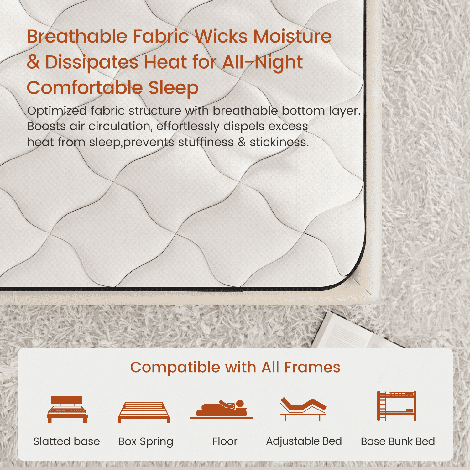 VQRking Twin Mattress 12 Inch,Gel Memory Foam Hybrid Mattress in a Box,Individually Pocket Springs,Medium Firm,Pressure Relief,Comfort Sleep for Kids&Adult