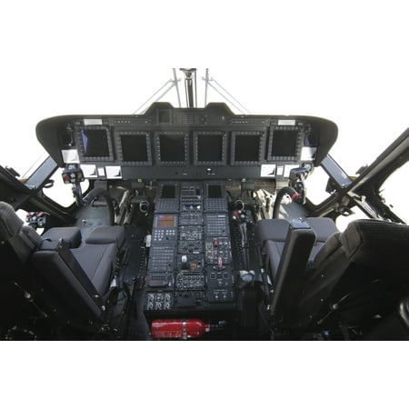 Portuguese Air - Cockpit view of an EH101 utility helicopter of the Portuguese Air Force Montijo Portugual Poster Print