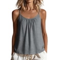 thumbnail image 1 of StSilkitty Camisole en Coton pour Femmes Été Décontractée Sans Manches Col Ras du Cou à Bretelles Spaghetti Débardeurs Couleur Unie Légère Douce Confortable Blouses, 1 of 7