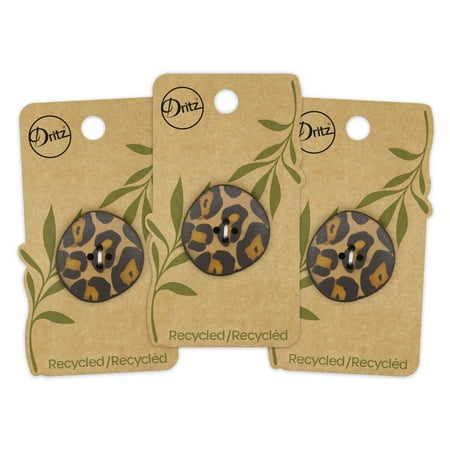 UPC: 0072879308365 | Dritz Recycled Printed Leather Button 30mm 3 Pack
