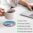 thumbnail image 3 of Blue Snowman Christmas Coasters Set of 4, Absorbent Coasters for Drinks, Snowflake Red Truck Xmas Tree Gifts Coaster for Desk Coffee Table Protection, Home Decor House Warming Gifts 4", 3 of 8