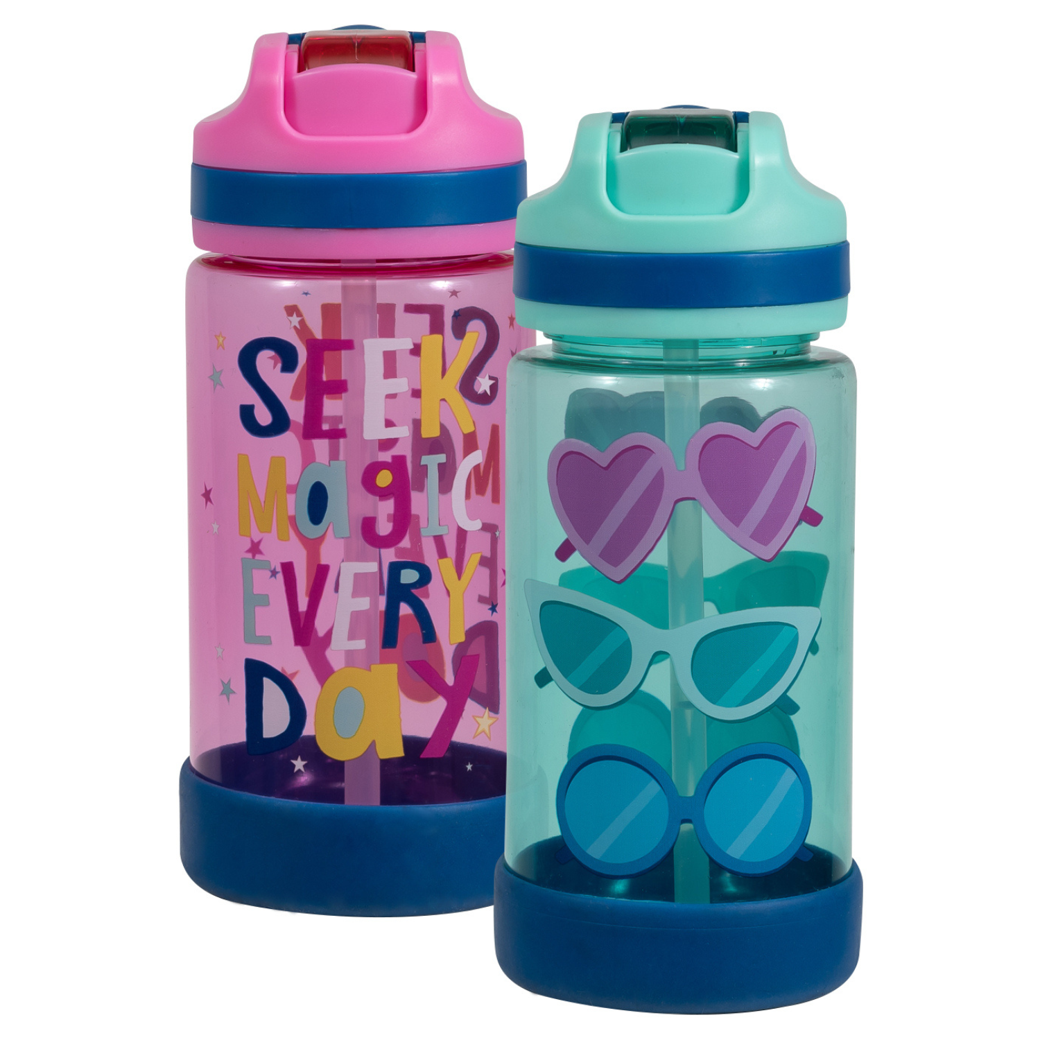 Cool Gear Kid's Pier Leakproof Sipper Water Bottle, Finger Loop on Cap for Easy Carrying, 16 Ounce, 2 Packs - image 1 of 6