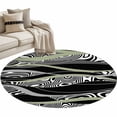 thumbnail image 2 of Round Area Rug 4 Ft, Sage Green Black Stripes Washable Non-Slip Circle Carpet for Living Room/Bedroom, Grey Abstract Gradient Striped Low-Profile Crawling Mats Collection Rugs for Indoor, 2 of 7