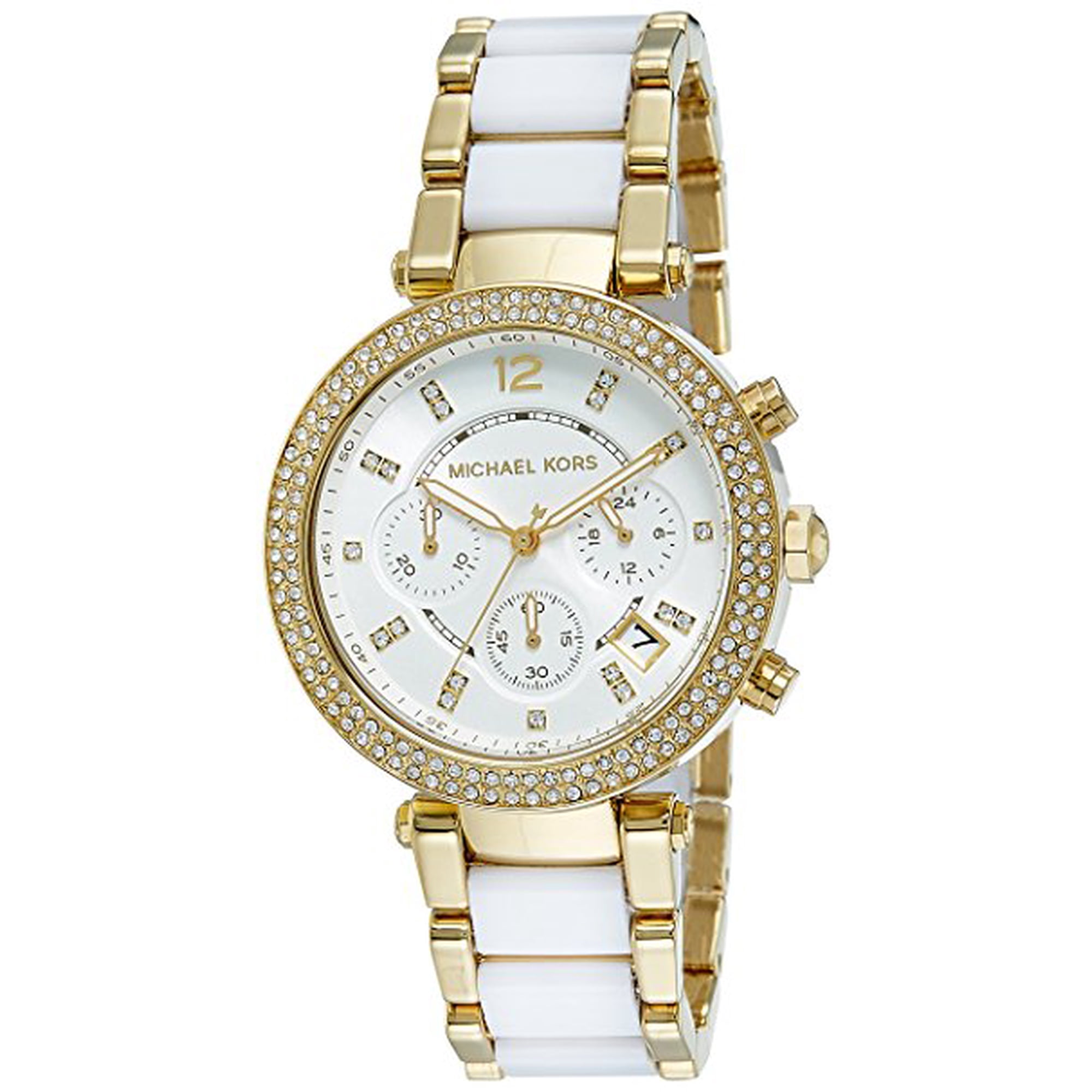 Michael Kors Watches Parker Chronograph Stainless Steel Watch (Gold/White)