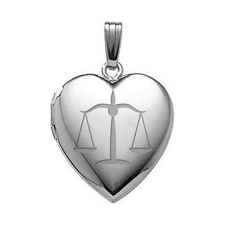 Picturesongold.Com Sterling Silver "Scales of Justice" Heart Locket - 3/4 inch x 3/4 inch