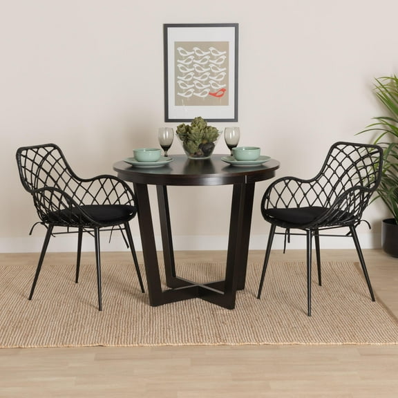 bali & pari Ballerina Rattan BOHO Dining Chairs, Set of 2, Black
