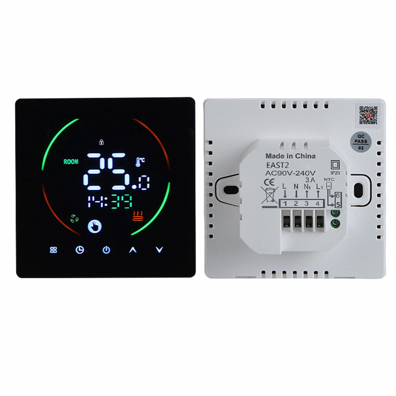 Termostato WiFi intelligente per riscaldamento elettrico 16 A, schermo touch, regolatore 230 V, compatibile con Alexa Google Home, colore bianco