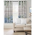 thumbnail image 2 of Eucalyptus Flowers Kitchen Curtains Blue Floral Green Vintage Wood Grain Cafe Short Curtains for Bathroom Blackout Window Curtain Small Window Treatment Drapes for Bedroom Living Room 52"x45"x2, 2 of 9