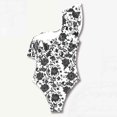 thumbnail image 6 of Lopeceal Womens One Piece Swimsuit One Shoulder Tummy Control Bathing Suit Slimming Vintage Floral Print Ruffle Swimwear, 6 of 6