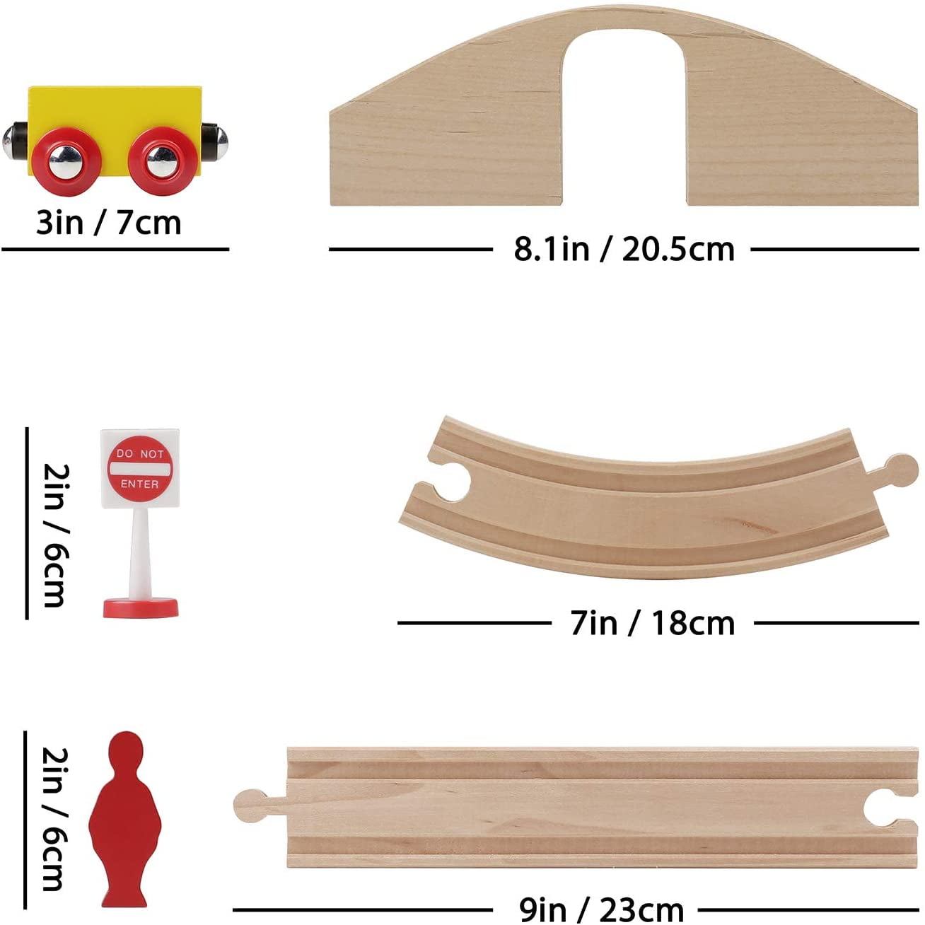 Set De Tren De Madera SainSmart Jr. De 12 Piezas Con Caja De Almacenamiento – Trenes Magnéticos Compatibles Con Brio Y Thomas, Regalo Para Niños +3 Años