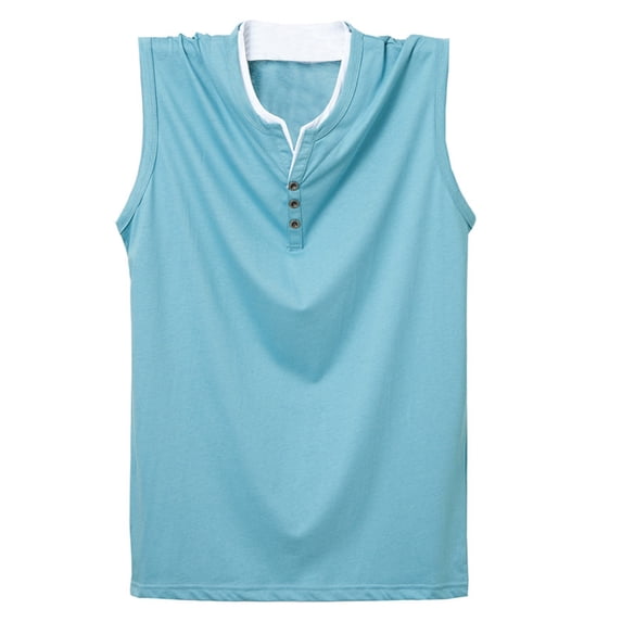 Mens Big & Tall Tank Tops XL-6X Plus Size Sleeveless Button V Neck Undershirts Shirts Casual Solid Color Pullover Slim Basic Athletic Workout Vests
