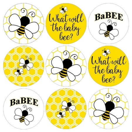 What Will It Bee Party Stickers, 216 ct - Baby Gender Reveal Party Supplies Bumble Bee Baby Shower Decorations - 216 Count Stickers