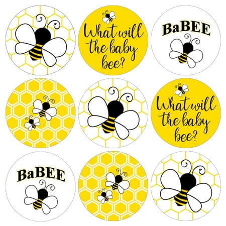 - What Will It Bee Party Stickers, 216 ct - Baby Gender Reveal Party Supplies Bumble Bee Baby Shower Decorations - 216 Count Stickers