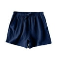 thumbnail image 2 of Itsame Linen Shorts Womens Walk Short Sweat Pants With Pockets Cotton Wide Leg Shorts Navy Size L, 2 of 6