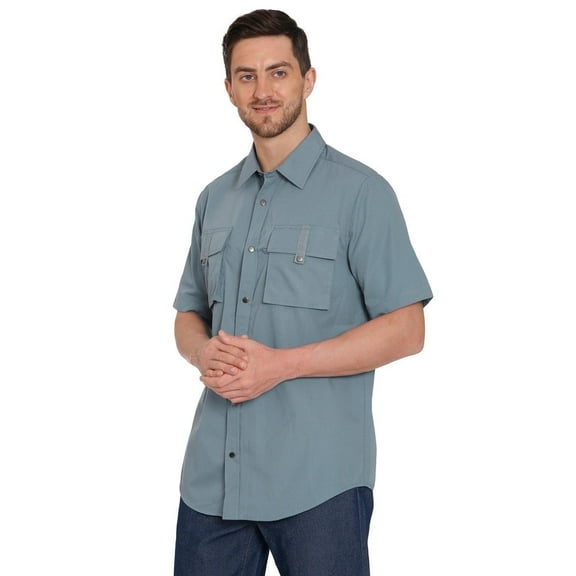 Turtle Bay New York Men's Short Sleeve Easy Snap Explorer Shirt with Multi-Pockets and Cool Back Mesh