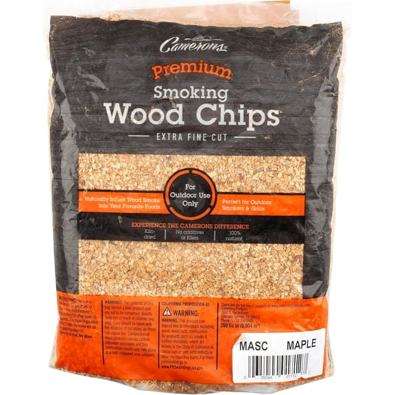 Camerons All Natural Extra Fine Maple BBQ Wood Chips - 260 Cu. in. Bag, Approx 2 Pounds - Kiln Dried Sawdust Shavings for Cocktail Smoking Guns, Smokers, Smoke Boxes - Barbecue Grilling Gifts for Men