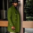 thumbnail image 2 of MIASHUI Men's Solid Color Casual Wool Blend Coat Trench Style Long Sleeve Outerwear Fall Winter Layering Green,L, 2 of 6