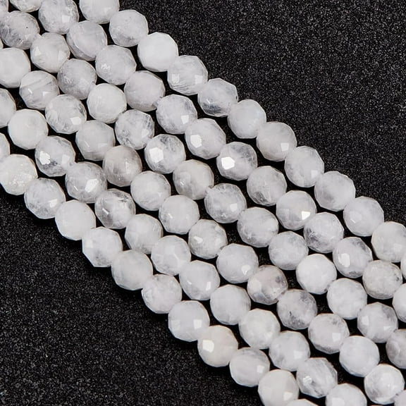 About 384Pcs 2mm Natural Faceted Gemstone Bead 0.4mm Hole White Moonstone Beads Stone Beads Loose Gemstone Beads Energy Stone for Bracelet Necklace Earrings Jewelry Making Clothing Beading