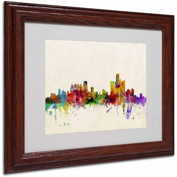 Trademark Fine Art "Detroit, Michigan" by Michael Tompsett, Wood Frame
