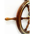 thumbnail image 2 of Antique Wooden Maritime Decor 24" Inch Captains Ship wheel Brass Ring Wall Hangi, 2 of 3