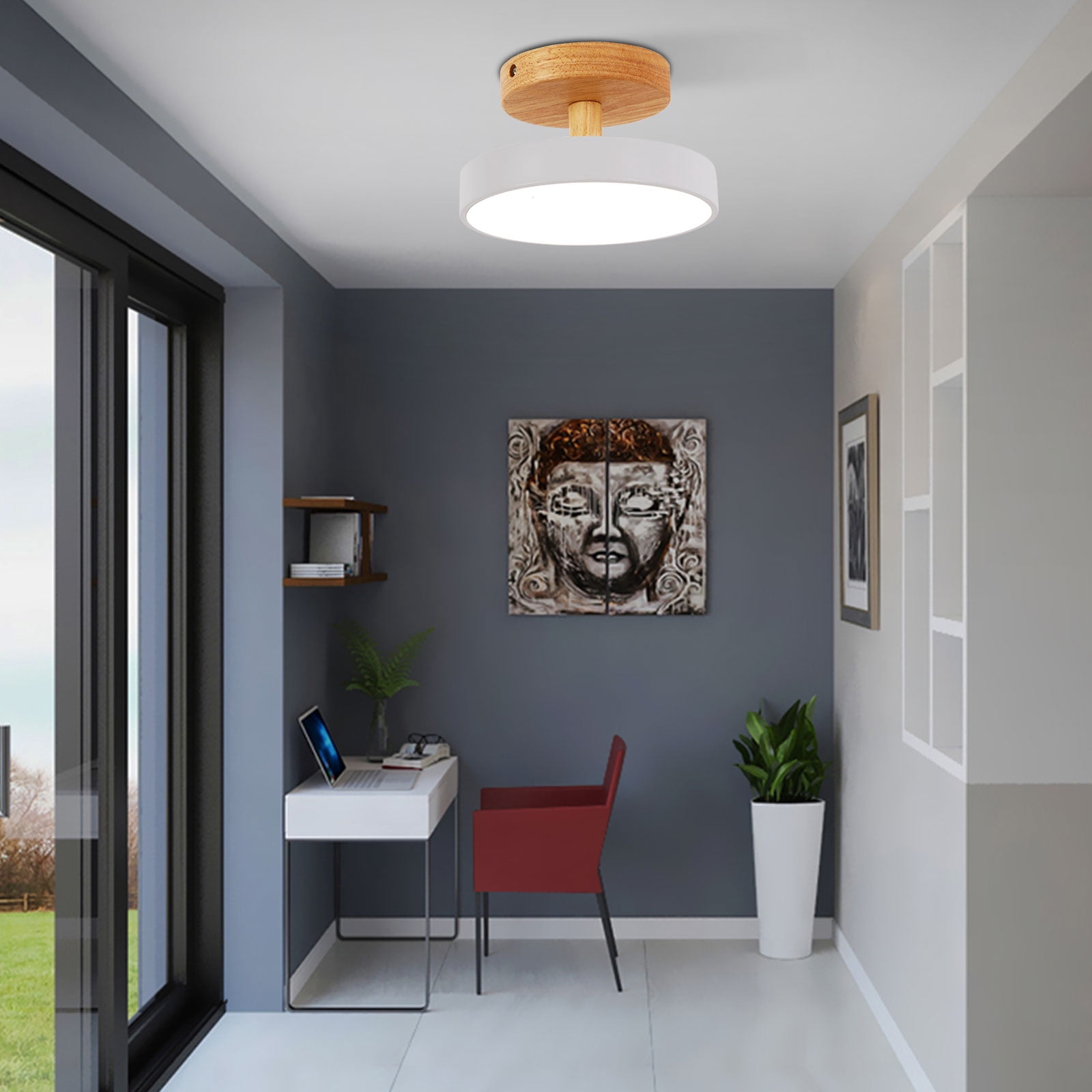 3-Light Color Ceiling Light with Enclosed Acrylic Shade – 3-5m² Lighting Area, Easy Ceiling Mount, White Finish – for Hallways & Cafes