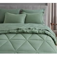 thumbnail image 6 of Chezmoi Collection Jasper Sage Green Oversized King Bed in a Bag 7-Pieces Triangle Geometric Quilted Stone Washed Microfiber Comforter with Sheets Lightweight All Season Bedding Set, 6 of 9