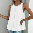 thumbnail image 5 of Women's Summer Tank Tops 2025 Pleated Crew Neck Tanks Double Layer Ruffle Tunic Shirt Flowy Blouse, 5 of 6
