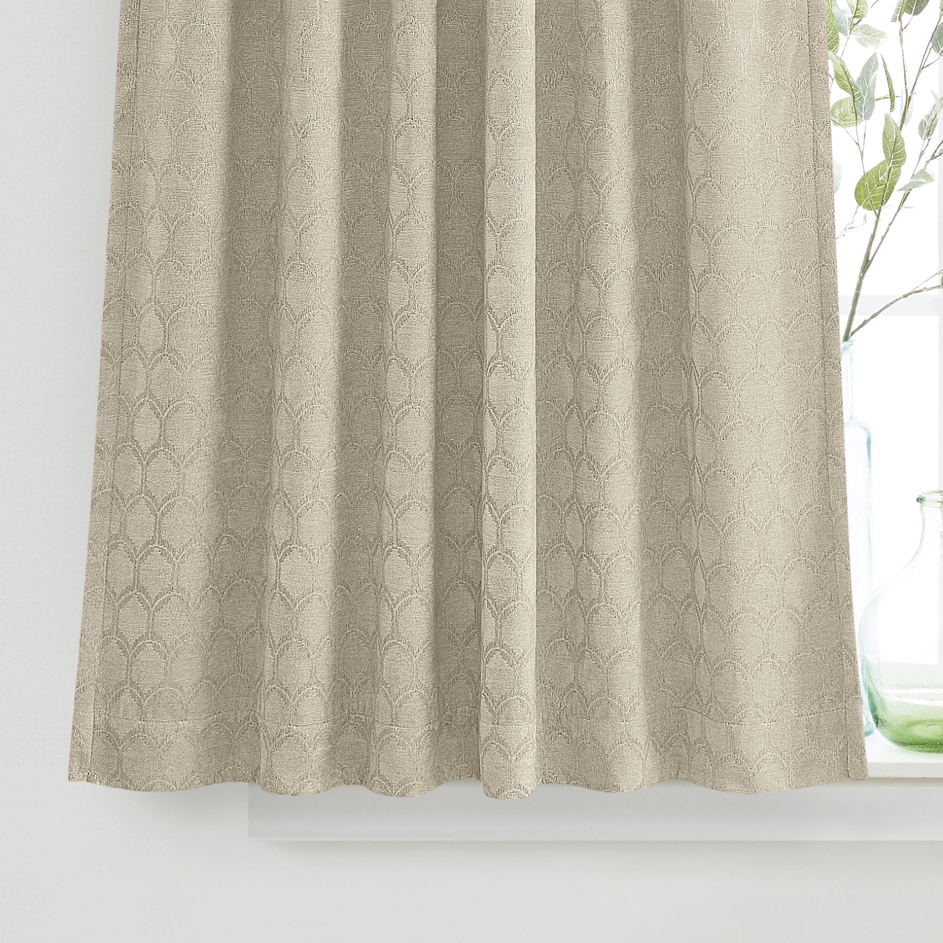 Better Homes & Gardens Jacquard Velvet Blackout Curtain Rod Pocket/Back Tab Indoor Single Panel, Almond Biscuit, 50" W x 63" L, Adult