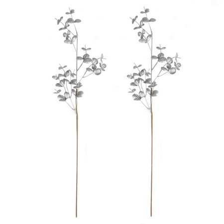 BalsaCircle 2 pcs 32-Inch tall Silver Glittered Leaves Stems Sprays Wedding Party Arrangements Tabletop Centerpieces Decorations