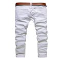 thumbnail image 2 of Men Ripped Biker Jeans Destroyed Frayed Pants Denim Pencil Trousers, 2 of 6