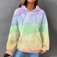 thumbnail image 2 of Womens Hoodie Fall Winter Comfy Hooded Long-sleeved Cap Drop Shoulder Hoody Gradient Print Cotton Hoodies Sweatshirts(Light Green,XL), 2 of 7