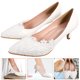 thumbnail image 5 of EeaseMX 1 par de zapatos de tacón alto con encaje puntiagudo para novia, sexys, para boda (blancos), 5 of 8