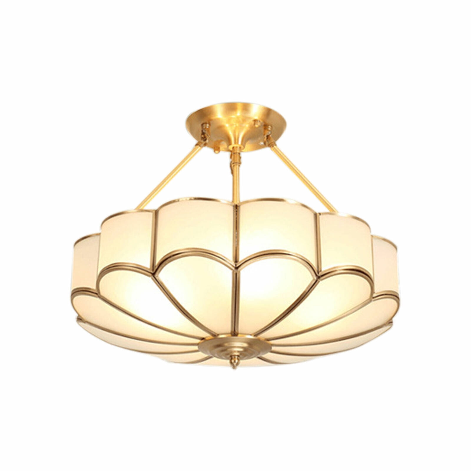23" Semi Flush Mount Ceiling Light Fixture Gold Chandelier Brass Chandelier Lamp