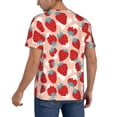 thumbnail image 2 of Zufioo Red Strawberry Print Men's Baseball Short Sleeve, Moisture Wicking Button-Down Hip Hop Tee-Small, 2 of 7