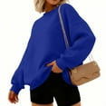 thumbnail image 2 of Xyxonk Womens Sweatshirt Lightweight Drop Shoulder Pullover Tops Fall V Neck Long Sleeve Sweatshirts with Pocket Solid Color Outfits,Royal Blue L, 2 of 6