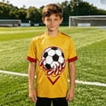 thumbnail image 2 of Little Boys' Sports Short Sleeve Graphic T-Shirts Fun Football Printed Crew Neck T-Shirt Size 8-9T, 2 of 4