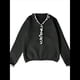 thumbnail image 3 of Suéter de Larga con Cuentas de Perlas para Mujer, Cuello en V, Ribete de Volantes, Jersey de Punto. Negro S, 3 of 7