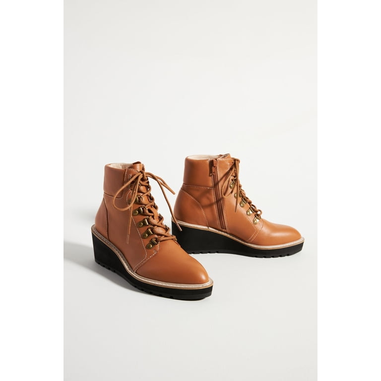 Cecelia New York Geraldine Saddle Leather Lace Up Fur Ankle Welt