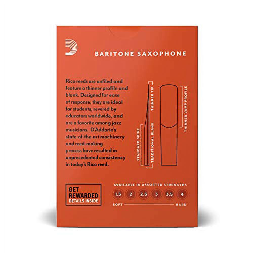 Rico by D'Addario Baritone Sax Reeds, Strength 2.5, 10-pack