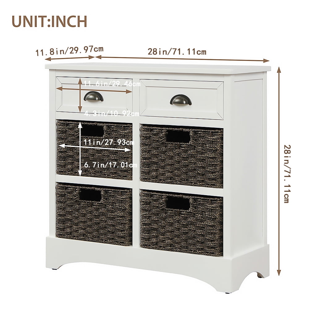 Home Farmhouse Style Nightstand with 2 Drawers and 4 Classic