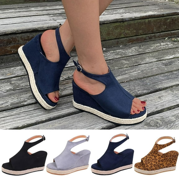 Jacenvly 2024 New Summer Ladies Women Thick Soled Shoes Fish Mouth Casual Sandals Black Sandals for Women
