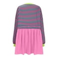 thumbnail image 4 of Generic Women Striped Fall Dresses Oversized Long Sleeve Pullover Top Patchwork Crewneck Sweatshirts Y2k Babydoll Dress, 4 of 5