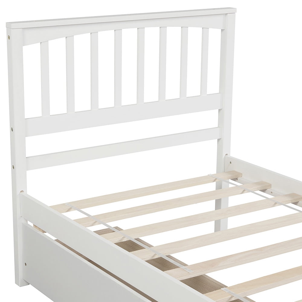 Lowestbest Twin size Solid Wood Platform Bed with Two Drawers, No Box Spring Needed