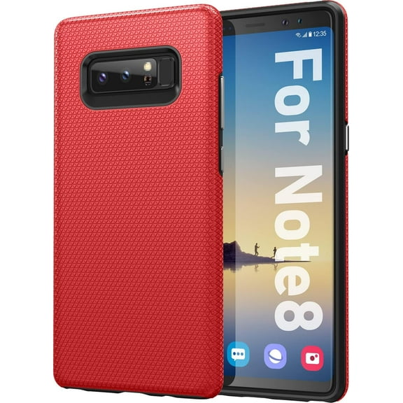 for Samsung Galaxy Note 8 Case, Dual Defender Durable Designed Shockproof Anti-Scratch Phone Case, Dual Layer Heavy Duty Protection Cover for Samsung Galaxy Note 8 6.3 inch, Red