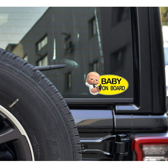 CMI 2 Pack Reflective Baby On Board Bumper Stickers, 6X3 Inch