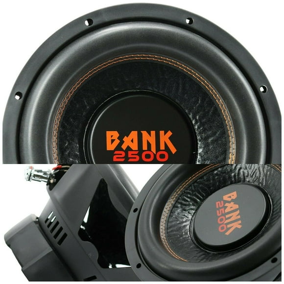 Audiobank Bank2500 Series 12 Inch BK-12 2500 Watts Max Power Elite Car Audio Shallow Subwoofer 4 Ohm DVC - Dual Voice Coil Stereo Competition Grade Sub - Single Subwoofer