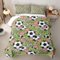 thumbnail image 2 of Manfei Sport Soccer Twin Quilt Set 2 Pieces,Floral Daisy Heart Twin Coverlet Set,Green White,1 Bedspread and 1 Pillowcase, 2 of 7