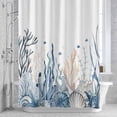 thumbnail image 3 of Blue Ocean Shower Curtain for Bathroom Decor, Coral Starfish Seagrass Fish Waterproof Fabric Shower Curtain, 54"x78" Set with 12 Hooks, 3 of 9