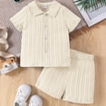 thumbnail image 2 of mgoYE Baby Boy Clothes 0-3 Months Boy's 2 Piece Summer Vacation Outfits Short Sleeve Collar Button Shirt and Shorts Clothing Set(Beige,2-3 Years), 2 of 9